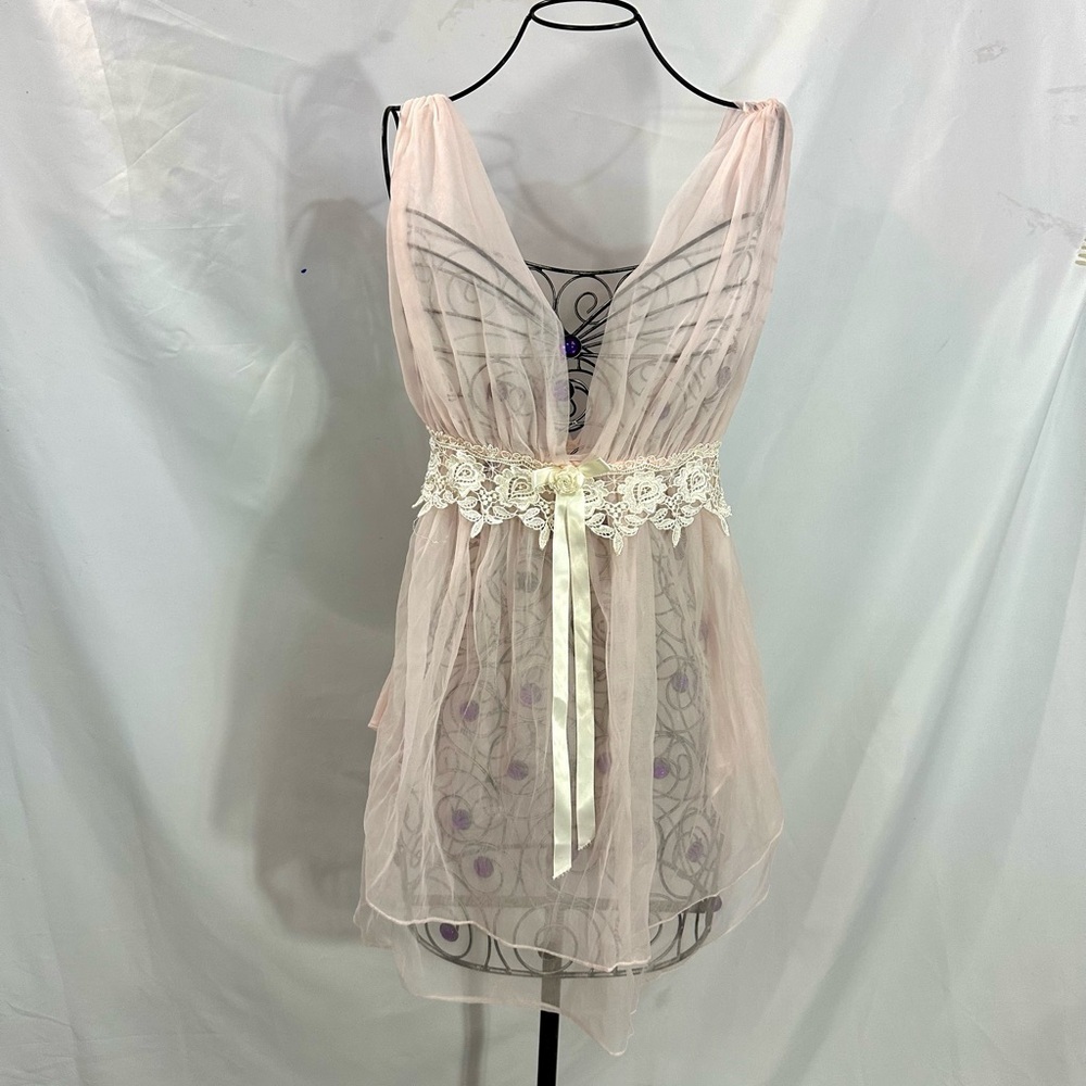 Vintage Delicates pink sheer babydoll size S